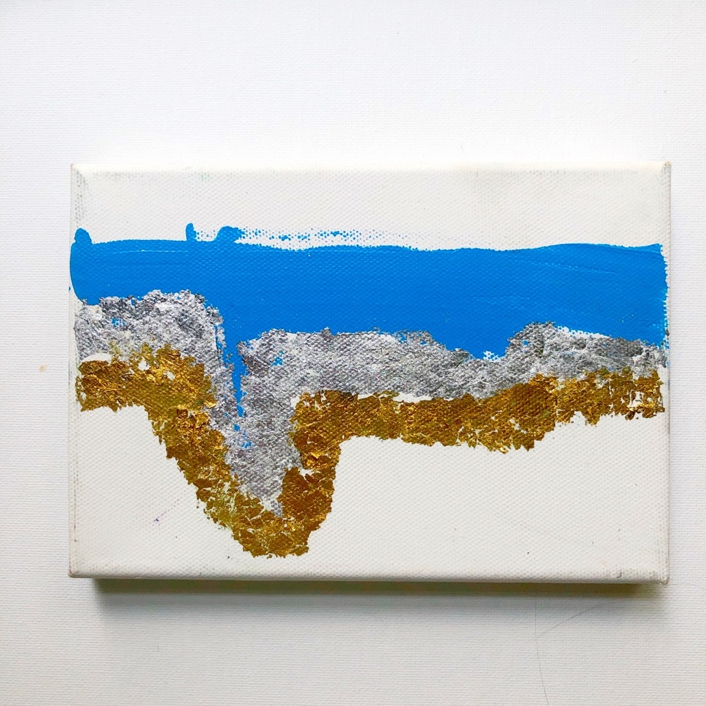 Gold and silver leaf abstract painting